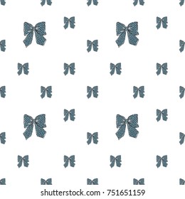 Seamless pattern background with dotted blue bow. Vector backdrop for holiday decorating greeting cards for wedding, bridal, birthday, Valentine's day, new year, Christmas.