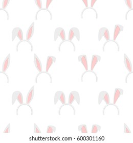 Seamless pattern background with easter bunny ears mask on white background vector illustration