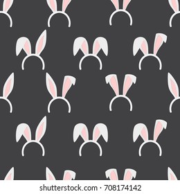 Seamless pattern background with easter bunny ears mask on grey background vector illustration