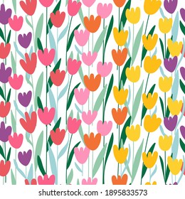 Seamless pattern background for Easter holiday with cute bunnies. Childish print for card, wallpaper and decoration