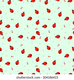 Seamless pattern background. Elegant texture for backgrounds with ladybugs.