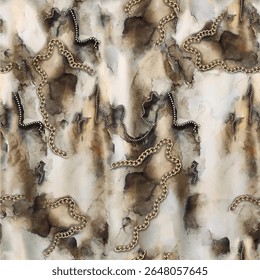 Seamless pattern background elements with hand drawn illustrated brush strokes in brown and beige colors. abstract chain, zebra, wild tiger, leopard skin seamless animal vector pattern