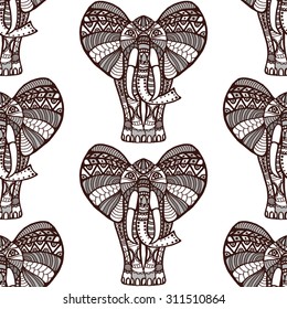 Seamless pattern background with elephants. Vector illustration
