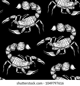 Seamless pattern, background with ethnic patterned ornate hand drawn head of white on black background . 