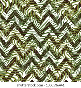Seamless pattern background. Exotic tropic floral palm leaves foliage. Fabric greenery fashion textile. Seamless vector.