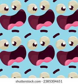 Seamless pattern background with facial expression Vector