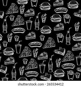 Seamless pattern background fast food.