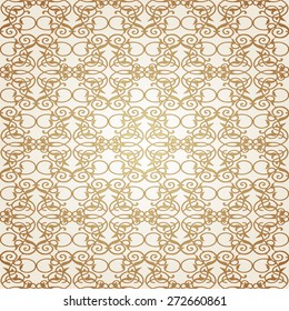 Seamless pattern background.  Filigree gold  eastern ornament.Vector illustration