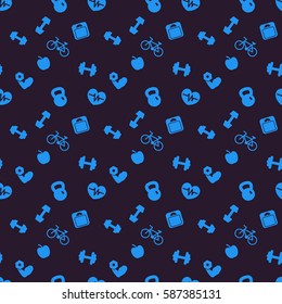 seamless pattern, background with fitness icons