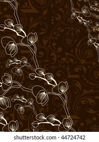 seamless pattern background with floral branch