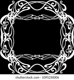 Seamless pattern, background with floral ornament In art nouveau style, vintage, old, retro style. Black-and-white graphics. Vector illustration