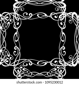 Seamless pattern, background with floral ornament In art nouveau style, vintage, old, retro style. Black-and-white graphics. Vector illustration