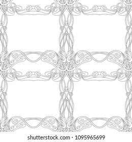 Seamless pattern, background with floral ornament In art nouveau style, vintage, old, retro style. Outline drawing. Vector illustration