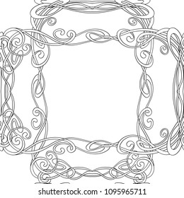 Seamless pattern, background with floral ornament In art nouveau style, vintage, old, retro style. Outline drawing. Vector illustration