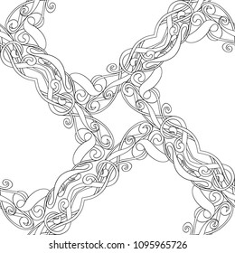 Seamless pattern, background with floral ornament In art nouveau style, vintage, old, retro style. Outline drawing. Vector illustration