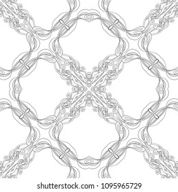 Seamless pattern, background with floral ornament In art nouveau style, vintage, old, retro style. Outline drawing. Vector illustration