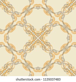 Seamless pattern, background with floral ornament In art nouveau style, vintage, old, retro style. In gold colors. Vector illustration