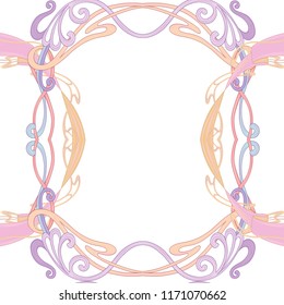 Seamless pattern, background with floral ornament In art nouveau style, vintage, old, retro style. In light ultra violet pastel colors Isolated on white background. Vector illustration