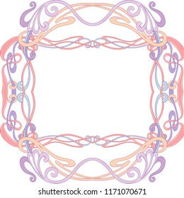 Seamless pattern, background with floral ornament In art nouveau style, vintage, old, retro style. In light ultra violet pastel colors Isolated on white background. Vector illustration