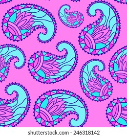 Seamless pattern background floral ornament with cucumbers and flowers