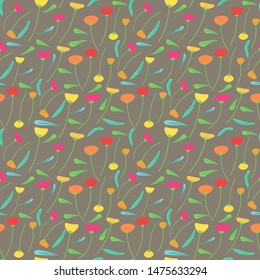 Seamless pattern background with flowers and leaves. Vector illustration for fabric and gift wrap design.