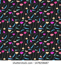 Seamless pattern background with flowers and leaves. Vector illustration for fabric and gift wrap design.