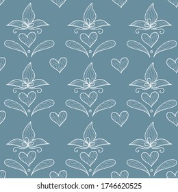 Fondo de diseño sin foco con flores. Papel pintado de Victoria, flores, monogramas