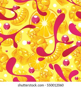 seamless pattern. background fruit jelly candies, bears. sweets and juice