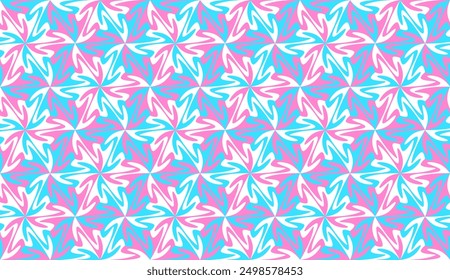 Fondo de patrón sin fisuras. Divertida teselación de remolinos de color rosa, blanco y azul.