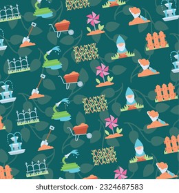 Seamless pattern background with gardening icons Vector illustration
