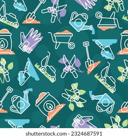 Seamless pattern background with gardening icons Vector illustration