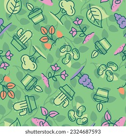 Seamless pattern background with gardening icons Vector illustration