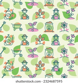 Seamless pattern background with gardening icons Vector illustration