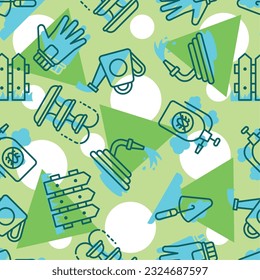 Seamless pattern background with gardening icons Vector illustration