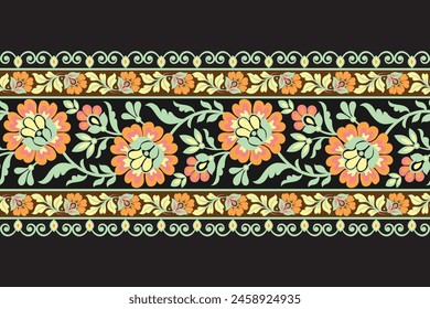 Seamless pattern background Geometric ethnic oriental ikat seamless pattern traditional Design for background, carpet, wallpaper, clothing, wrapping, Batik, fabric, illustration embroidery.

