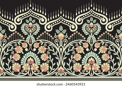 Nahtloser Musterhintergrund Geometrisch ethnisch orientalisch ikat nahtloses Muster traditionell Design für Hintergrund, Teppich, Bildschirmhintergrund, Kleidung, Verpackung, Batik, Stoff, Illustration Stickerei.
