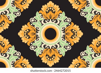 Seamless pattern background Geometric ethnic oriental ikat seamless pattern traditional Design for background, carpet, wallpaper, clothing, wrapping, Batik, fabric, illustration embroidery.
