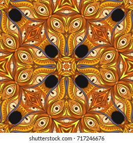 Seamless pattern, background with geometric and floral abstract patt