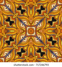 Seamless pattern, background with geometric and floral abstract patt