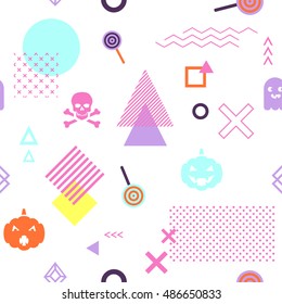 Seamless pattern background with geometric holiday elements. Abstract minimalistic flat halloween background. Vector illustration. Eps 10