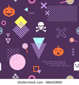 Seamless pattern background with geometric holiday elements. Abstract minimalistic flat halloween background. Vector illustration. Eps 10