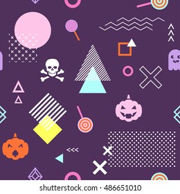 Seamless pattern background with geometric holiday elements. Abstract minimalistic flat halloween background. Vector illustration. Eps 10