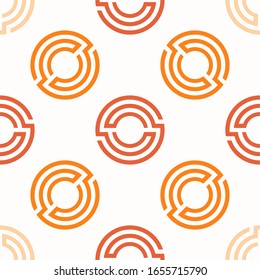 Seamless pattern background with geometric rounded maze circle symbol in flat design illustration