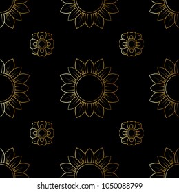 Seamless pattern, background of gold decorative elements of traditional Thai ornament. Stock vector illustration. 
