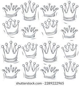 Seamless pattern background with golden crowns Vector