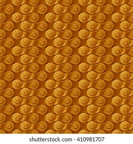 Seamless pattern, background, golden metal bicycle chain, vector illustration