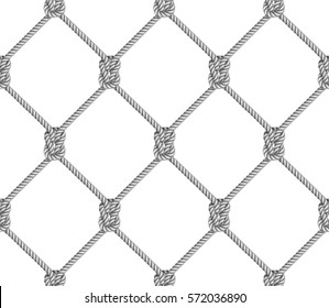 Seamless pattern, background, gray rope woven in the form fishing net, isolated on white  background