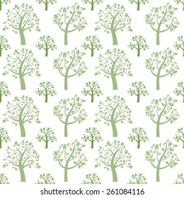 Seamless pattern background. Green tree silhouette. Nature and plant. Vector illustration