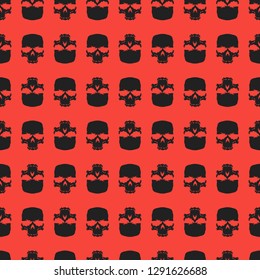 Seamless pattern background with grunge skulls, designed for textiles, wrapping paper or other printing products. Vector illustration.