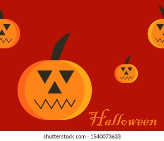 seamless pattern background : Halloween concept, orange ghost pumpkin on red background for your design